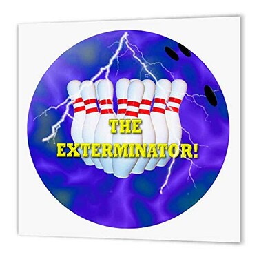 3dRose Bowling Ball Exterminator 8x8 Iron on Heat Transfer for White Material