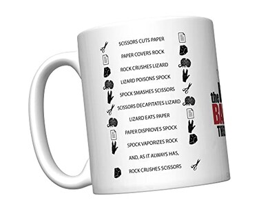 CJ Artisans Big Bang Theory Rock Paper Scissors Lizard Spock Coffee Mug (RPS