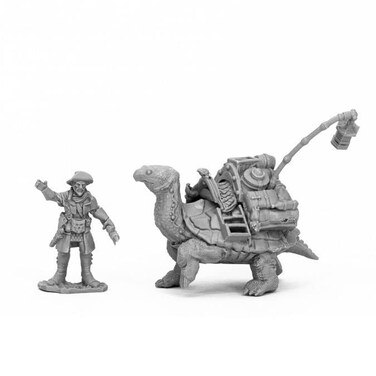 Reaper Miniatures Dreadmere TortoiseDrayman44053 Bones Black Plastic Figure