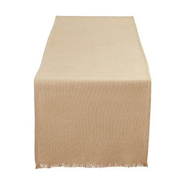 DII Everyday Collection, Fringed Solid Tabletop, Table Runner, 14x72, Stone Brown