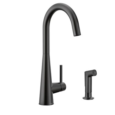 Moen 7870BL Sleek One-Handle High Arc Kitchen Faucet with Side Spray, Black Matte