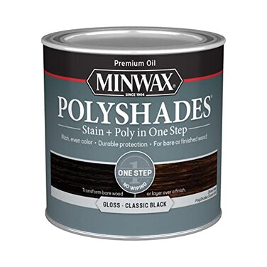 Minwax PolyShades Wood StainPolyurethane Finish – ½ Pint, Classic Black, Gloss