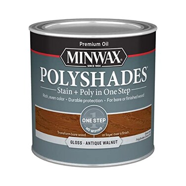 Minwax PolyShades Wood StainPolyurethane Finish – ½ Pint, Antique Walnut, Gloss
