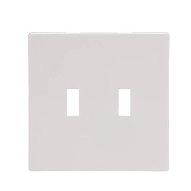 Eaton PJS2W Polycarbonate 2-Gang Screwless Toggle Switch Mid Size Wall Plate, White