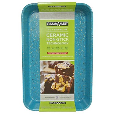 casaWare Toaster Oven Baking Pan 7 x 11-inch Ceramic Coated Non-Stick (Blue Granite