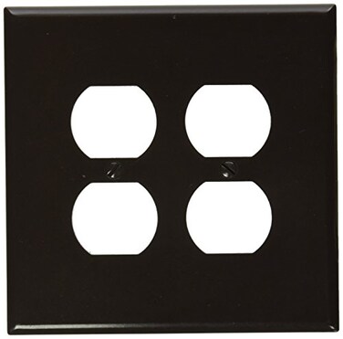 Leviton 2-Gang Duplex Outlet/Receptacle Wallplate, Oversized, Thermoset, 85116, Brown