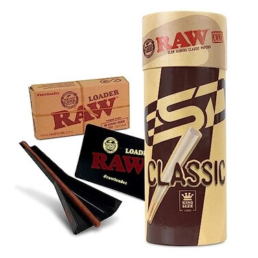 RAW Cone Loader Kit - Pre Rolled Papers Classic King Size 50 Pack and RAW Cone Loader