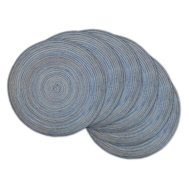 DII Tabletop Collection, Variegated Round Placemat, Round, 15" Diameter, Blue, 6 Piece