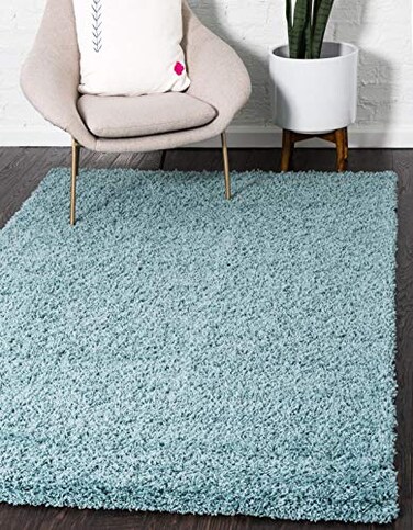 Unique Loom Solid Shag Collection Area Rug (2' 2" x 3' 1" Rectangle, Light Slate Blue