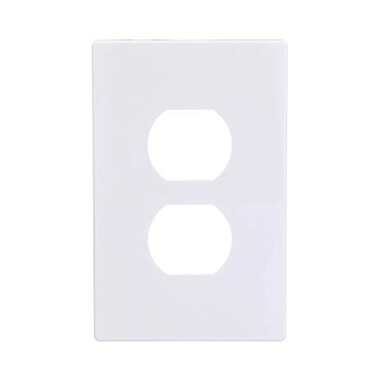 Eaton PJS8W Polycarbonate 1-Gang Screwless Duplex Receptacle Mid Size Wall Plate, White