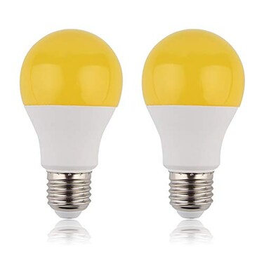 GREENIC 60Watt Yellow LED Bug Light Bulb 2-Pack No Blue Light Outdoor 800Lm 120V E26 Medium Base