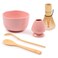BambooMN Matcha Bowl Set (Includes Bowl, Rest, Tea Whisk, ChasakuTea Spoon1 Set Pink