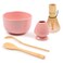 BambooMN Matcha Bowl Set (Includes Bowl, Rest, Tea Whisk, ChasakuTea Spoon1 Set Pink