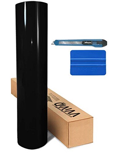 VViViD Black Gloss 5ft x 100ft 8 Vinyl Wrap Roll with Air Release Technology with Tool Kit