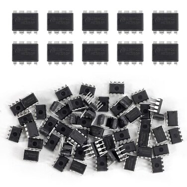 DWEII 60pcs NE555 Timer IC Instruments NE555P IC Single Precision Timer 8-Pin DIP Sockets