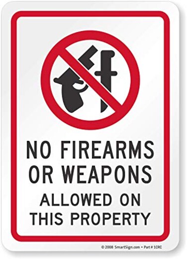 SmartSign "No Firearms or Weapons Allowed on this Property" Label5" x 7" Laminated Vinyl