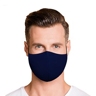 MASK BY DESIGN Washable Face Mask with Adjustable Ear LoopsNose Wire - 3 Layers, Made in USA (Solid Navy