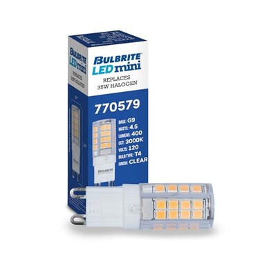 Bulbrite LED Mini T6 Dimmable Bi-Pin Base (G9Light Bulb 40 Watt Equivalent 3000K, Clear 1-Pack