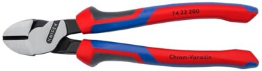 KNIPEX 74 22 200 Comfort Grip High Leverage Angled Diagonal Cutter, 8-Inch, Angled, Comfort Grip