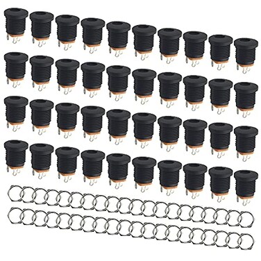 WMYCONGCONG 40 PCS 5.5mm x 2.1mm DC Power Jack Socket 3 Pin Female Panel Mount Connector (40 PCS