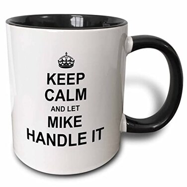 3dRose Ceramic Keep Calm And Let Mike Handle It-Funny Personal Name Mug, 1 Count (Pack of 1, Black