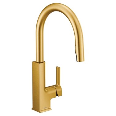 Moen S72308BG STO One-Handle High Arc Pulldown Modern Kitchen Faucet with Power Clean, Brushed Gold