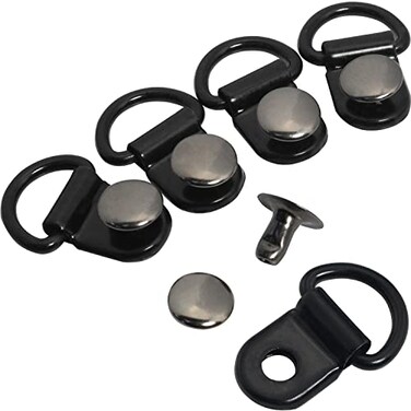 LUORNG D-Ring Eyelet Buckle 50 Sets Black Shoe Boot Lace Hooks Loop Ring with Rivets Shoe Boot Buckle