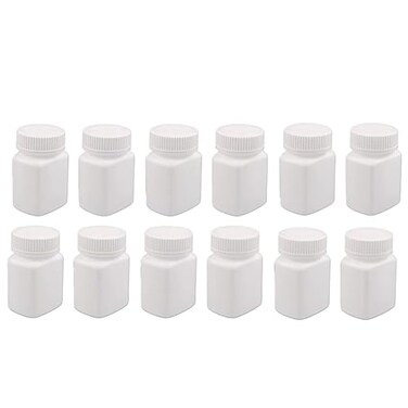 Elandy 12Pcs 60ml/2oz Empty Portable White Square Plastic Solid Powder Bottles Holder Storage Container Case Box