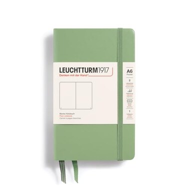 LEUCHTTURM1917 - Notebook Hardcover Pocket A6-187 Numbered Pages for Writing and Journaling (Sage, Plain