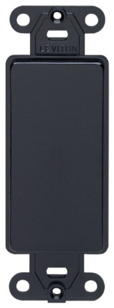 Leviton Decora Plastic Adapter Plate, Blank, No Hole, With-Ears, and Two, Mounting Screws, 80414-E, Black