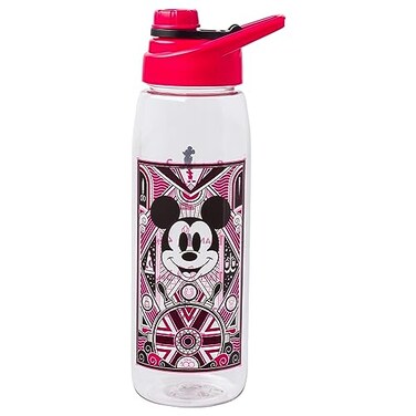 Silver Buffalo Disney 100 Mickey Mouse Hydration Tracker Schedule Water Bottle With Screw-On Lid, 28 Ounces