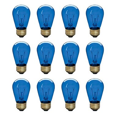 Xtricity Incandescent S14 Edison Light Bulb, String Light Replacement, E26 Medium Base, 130V, Blue (12 Pack
