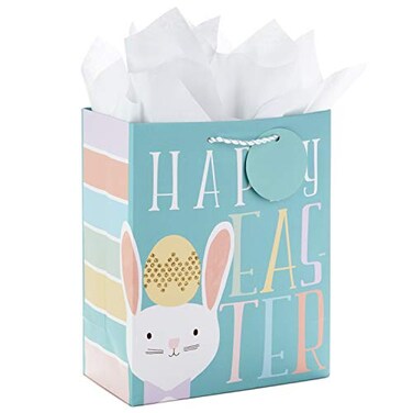 Hallmark 9" Medium Easter Gift Bag with Tissue Paper (Teal, Easter Bunnyfor Kids, Easter Baskets, Egg Hunts