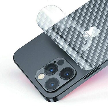 iyanzi For iPhone 12 Pro Back Screen Protector 3D Carbon Fiber Ultra Thin Protective Film-2 packs-Transparent