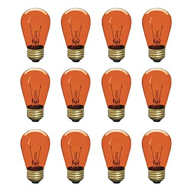 Xtricity Incandescent S14 Edison Light Bulb, String Light Replacement, E26 Medium Base, 130V, Amber (12 Pack