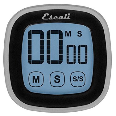 Escali Touch Screen LCD Display Digital Timer, Easy to Read and Touch Sensitive Controls Battery Saving, Black