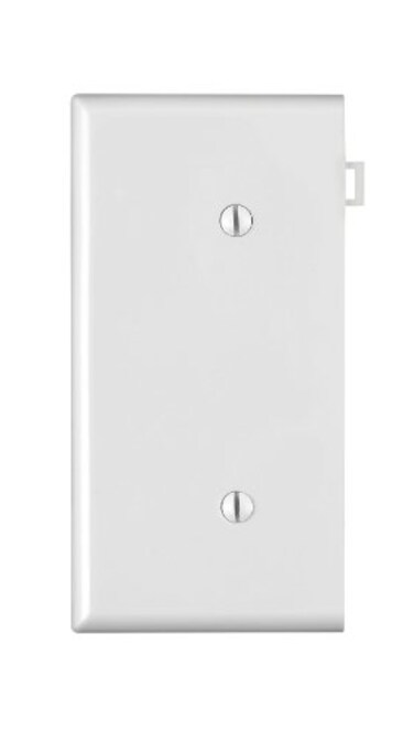 Leviton 1-Gang No Device Blank Wallplate, Sectional, Thermoplastic Nylon, Strap Mount, End Panel, PSE14-W, White