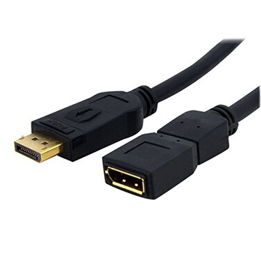 StarTech 6 ft DisplayPort Video Extension Cable - M/F - 6ft DP Cable - 6ft DisplayPort Cable (DPEXT6L,Black