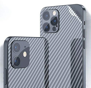 iyanzi For iPhone 12 Pro Max Back Screen Protector 3D Carbon Fiber Ultra Thin Protective Film-2 packs-Transparent