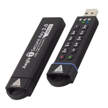 Apricorn 2TB Aegis Secure Key FIPS 140-2 Level 3 Validated 256-bit Encryption USB 3.0 Flash Drive (ASK3-2TB,Black