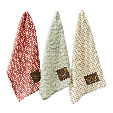 DII Thanksgiving Fall Kitchen Towels Collection Decorative Embellished Dish Towel Set, 18x28, Rustic Fall, 3 Count