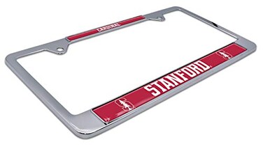 AMG Auto Emblems Officially Licensed Premium Shiny Chrome Metal License Plate Frame - Second Generation - Mascot Version (Stanford