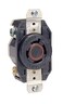 Leviton 20-Amp, 480-Volt, 3PY, Flush Mounting Locking Receptacle, Industrial Grade, Grounding, V-0-MAX, 2430, Black