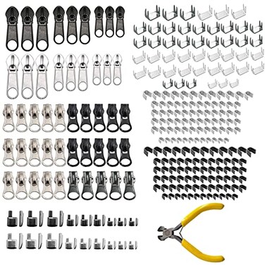 YZSFIRM Zipper Repair Kit Replacement Slider: 247Pcs Jacket Zip Slider Replace - Fix Size 5 Zippers Bottom Stop End