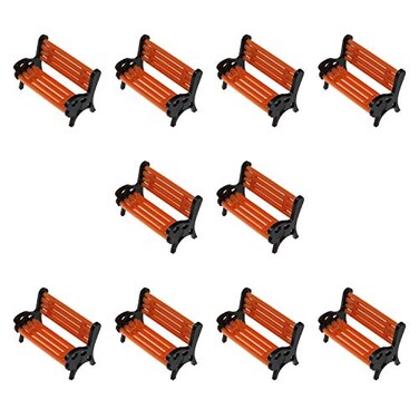 Maxmoral 10PCS Model Train Platform Park Street Seat Bench Chairs Park Bench Model for Model Train Landscape Railway