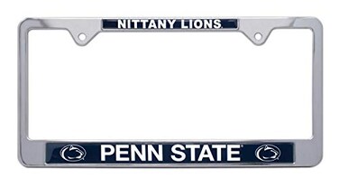 AMG Auto Emblems Officially Licensed Premium Shiny Chrome Metal License Plate Frame - Second Generation - Mascot Version (Penn State