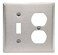 Leviton 2-Gang 1-Toggle 1-Duplex Device Combination Wallplate, Standard Size, Device Mount, Stainless Steel, 84005-40