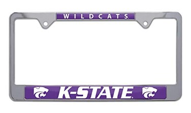 AMG Auto Emblems Officially Licensed Premium Shiny Chrome Metal License Plate Frame - Second Generation - Mascot Version (Kansas State
