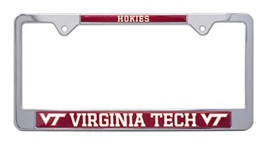 AMG Auto Emblems Officially Licensed Premium Shiny Chrome Metal License Plate Frame - Second Generation - Mascot Version (Virginia Tech