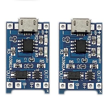 KiroSeeu 2PCS TP4056 Mirco-USB 5V 1A 18650 Lithium Battery Charger Module Charging Board with Dual Protection Functions